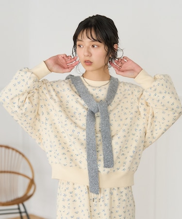 フラワー プリントスウェット／小花柄スウェット＜セットアップ対応＞
