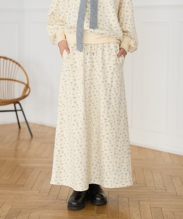 フラワープリント スウェットスカート <セットアップ対応＞限定展開