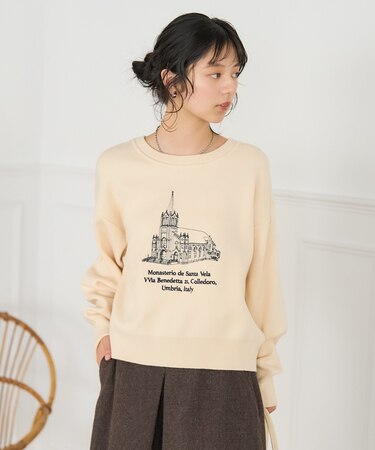 刺繍 スウェットライクニット