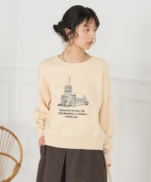 刺繍 スウェットライクニット