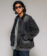 襟コーデュロイ切り替え コットンナイロンブルゾン