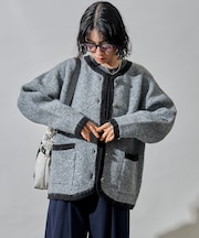 トリミング チロリアン ニットジャケット