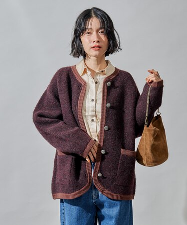 トリミング チロリアン ニットジャケット