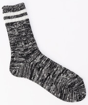 ローゲージ スラブ ライン柄 ソックス(25.0-27.0cm対応)