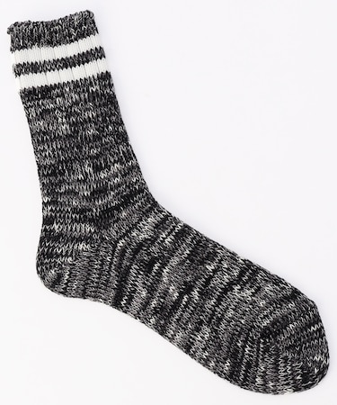 ローゲージ スラブ ライン柄 ソックス(25.0-27.0cm対応)