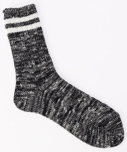 ローゲージ スラブ ライン柄 ソックス(25.0-27.0cm対応)