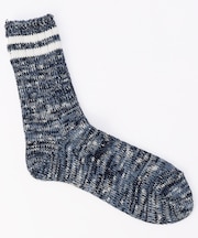 ローゲージ スラブ ライン柄 ソックス(25.0-27.0cm対応)