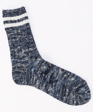 ローゲージ スラブ ライン柄 ソックス(25.0-27.0cm対応)