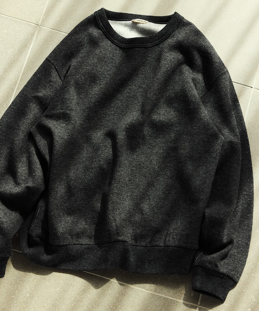 リラックスフィット ウォッシャブル ウール コットン クルーネックスウェット