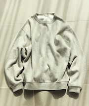 リラックスフィット ウォッシャブル ウール コットン クルーネックスウェット