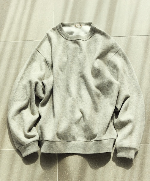 リラックスフィット ウォッシャブル ウール コットン クルーネックスウェット