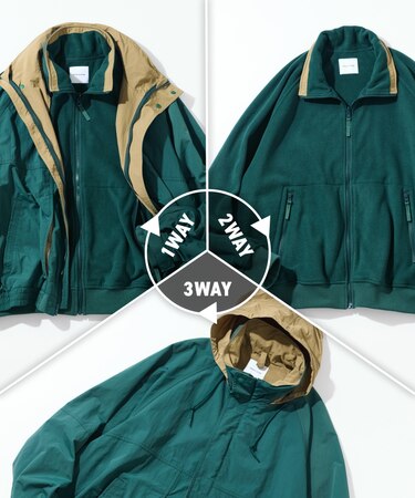 3WAY ビッグシルエット ナイロン フリース ジップブルゾン ライナーセット