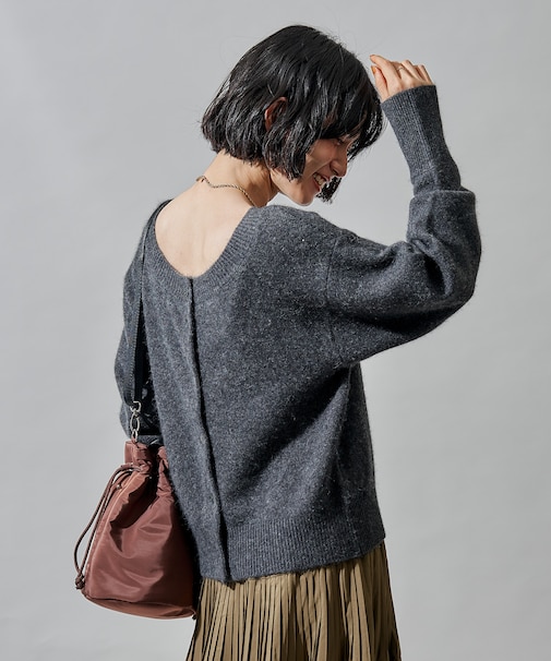 ラクーン入り 2WAY ニットカーディガン