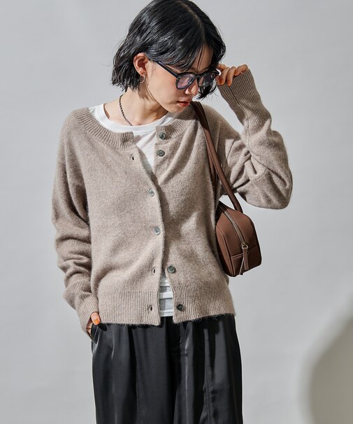 ラクーン入り 2WAY ニットカーディガン