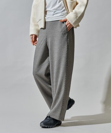 幾何学 ジャカード イージーパンツ