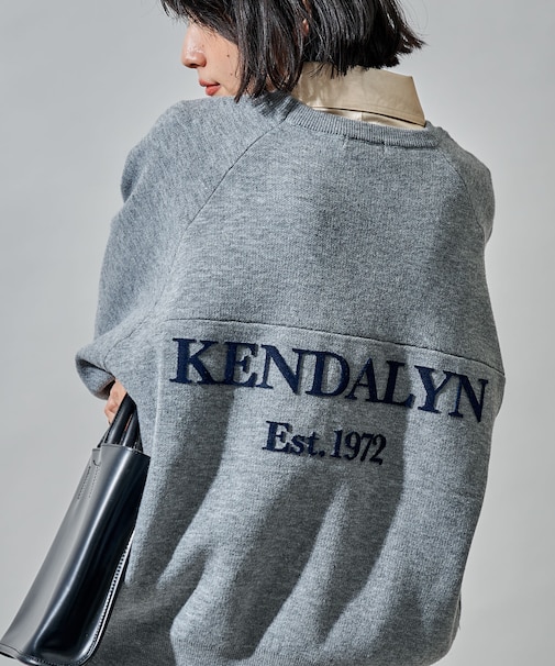 ブラシ刺繍  ラグランニット/スウェットライクニット