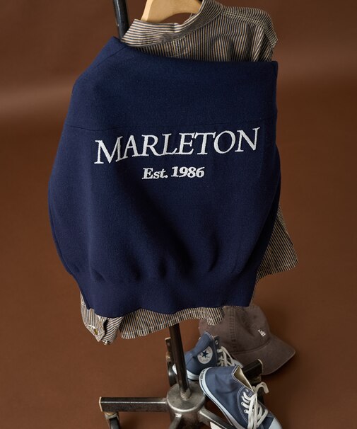 ブラシ刺繍  ラグランニット/スウェットライクニット