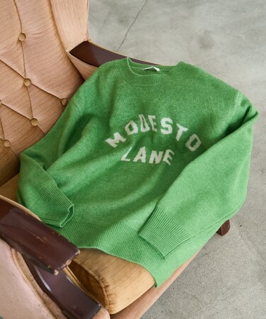 ジャカード ビッグ 配色 ロゴニット