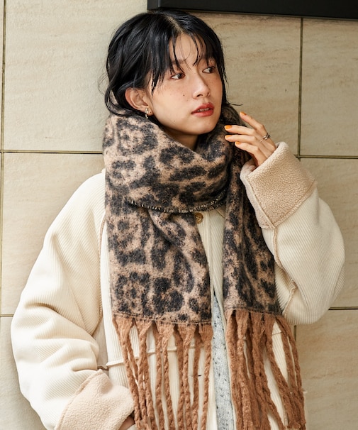 アニマル柄 ボリュームマフラー
