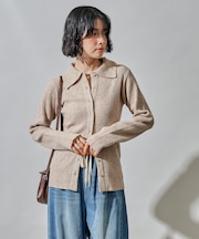 ポロ襟 ニットカーディガン