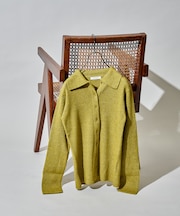 ポロ襟 ニットカーディガン