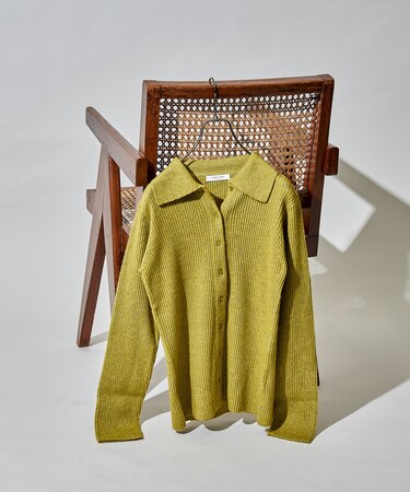 ポロ襟 ニットカーディガン