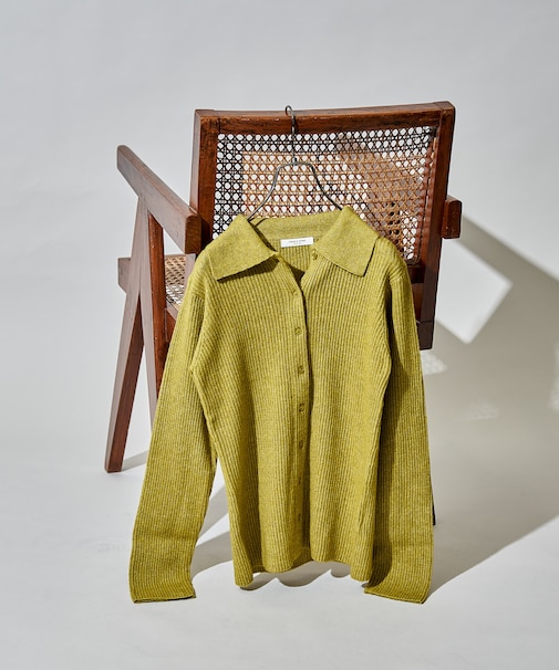 ポロ襟 ニットカーディガン