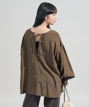 2way ストライプ リボン ブラウス