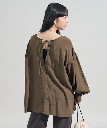 2way ストライプ リボン ブラウス