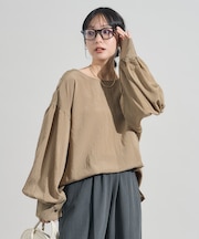 2way ストライプ リボン ブラウス