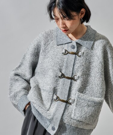 メタルフック ミックスニット カーディガン