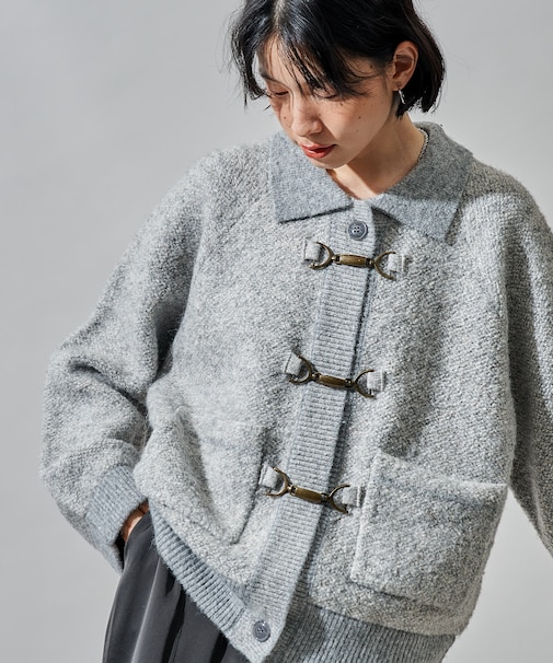 メタルフック ミックスニット カーディガン