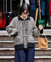 メタルフック ミックスニット カーディガン