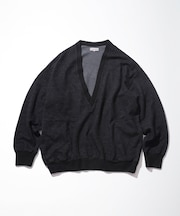 Merino Wool＋Cotton Loop Back V-neck Sweatshirt