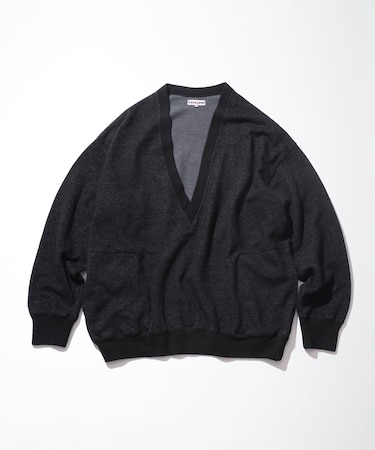 Merino Wool+Cotton Loop Back V-neck Sweatshirt