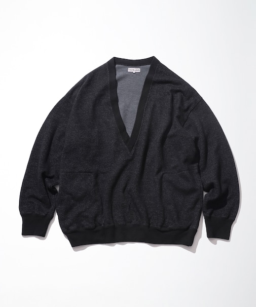 Merino Wool+Cotton Loop Back V-neck Sweatshirt