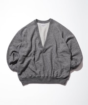 Merino Wool＋Cotton Loop Back V-neck Sweatshirt