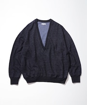 Merino Wool+Cotton Loop Back V-neck Sweatshirt