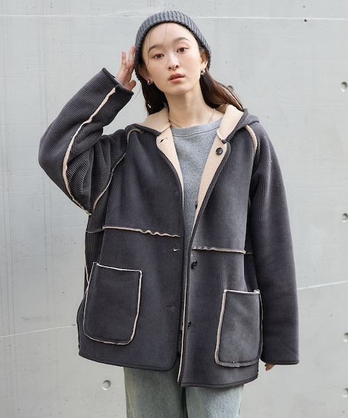 リバーシブル フード コーデュロイボアジャケット｜フリークスストアの