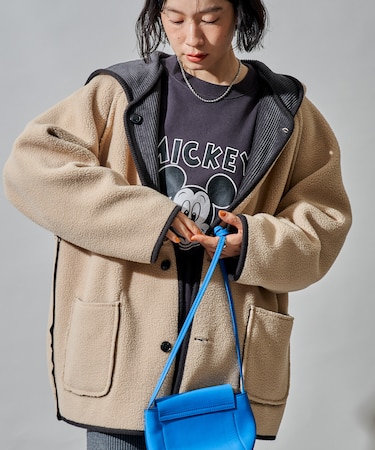 リバーシブル フード コーデュロイボアジャケット