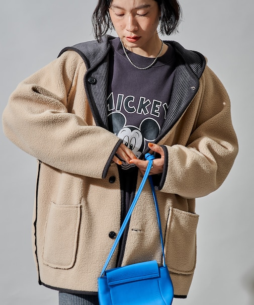 リバーシブル フード コーデュロイボアジャケット