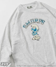 SMURFS フロッキープリント クルーネックスウェット