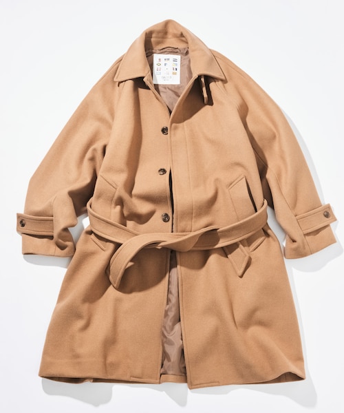 45R ダック生地　ステンカラーコート　ベルテッドコート グリーン SENTDALE WOOL ステンカラーコート