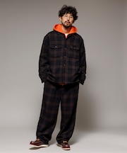 ワイドシルエット ウォッシュド ウール混 フランネル トラウザーズ