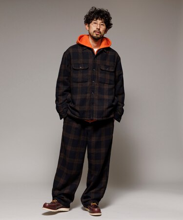 ワイドシルエット ウォッシュド ウール混 フランネル トラウザーズ