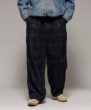 ワイドシルエット ウォッシュド ウール混 フランネル トラウザーズ