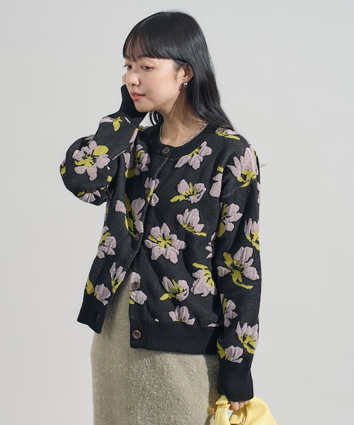 モールジャカード ニットカーディガン