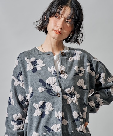 モールジャカード ニットカーディガン