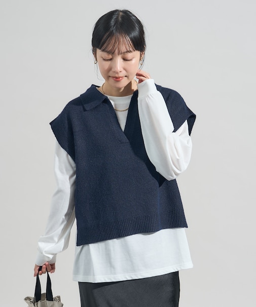 【セットアイテム】スキッパーニットベストセット 限定展開カラーあり