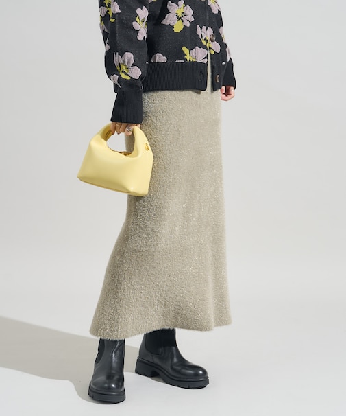 ラメ フェザースカート